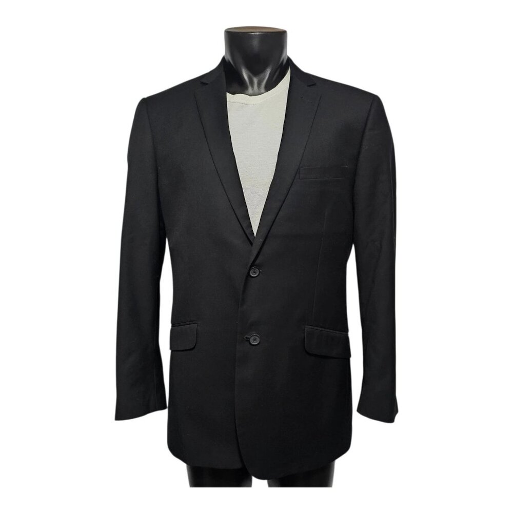 Renoir Two Button Blazer 44L Black Lined Pockets 201-1 Jacket Suit Separate